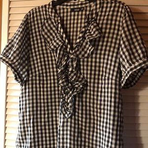 Light weight cotton A.N.A. blouse, black and white check,  XL